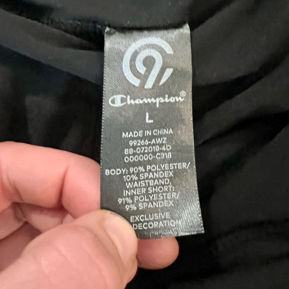 CHAMPION | Women's Black Athletic Shorts with Built In Spandex Shorts (L) - Picture 6 of 8